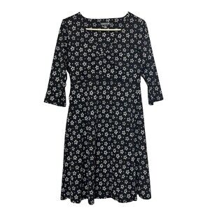 TOAD & CO Dress Tencel Organic Cotton Jersey ¾ Sleeve Size‎ Medium Print